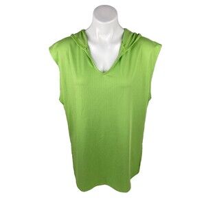 Culture Code Women Medium Green Hoodie Shirt Sleeveless Ribbed Lightweight NWT
